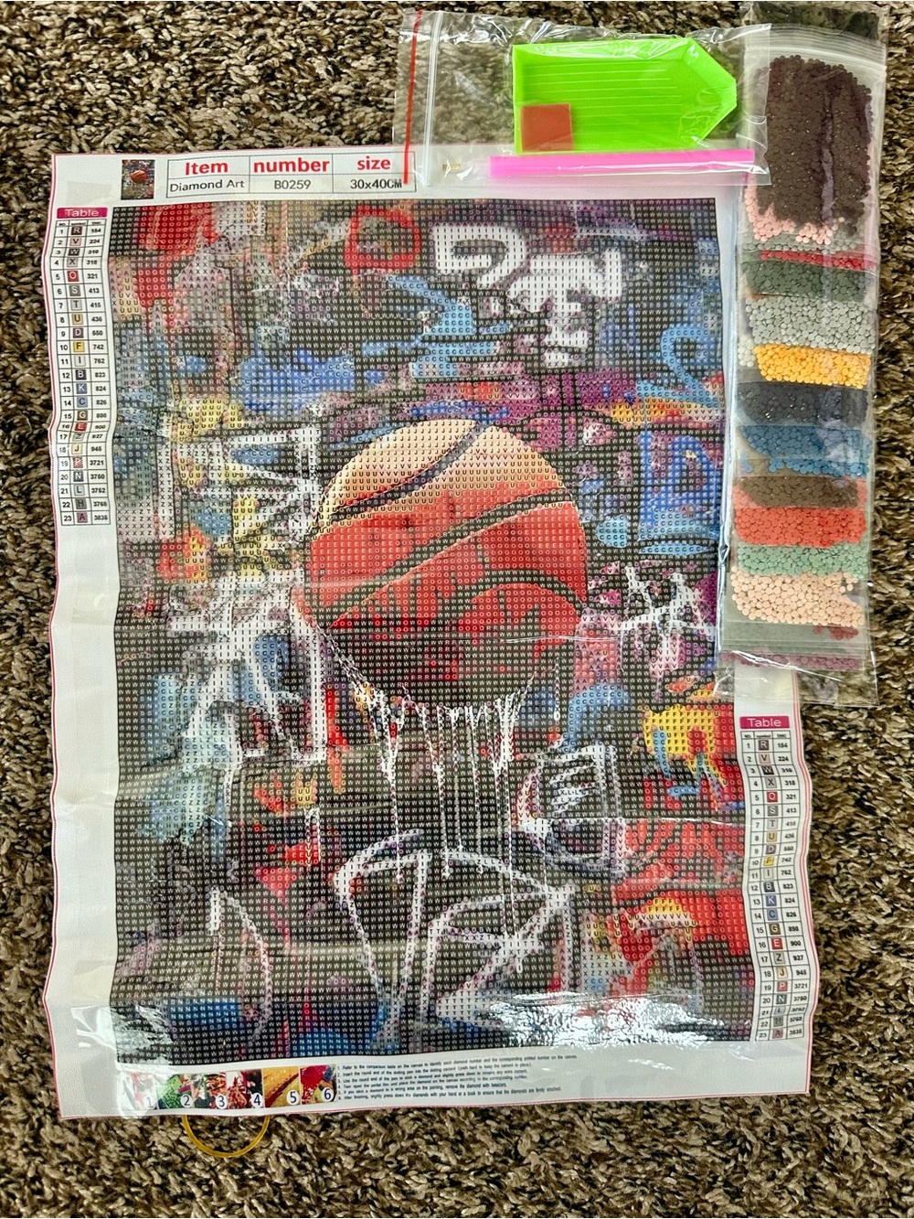 NEW 30x40cm DIY 5D diamond painting kit - basketball/graffiti art these